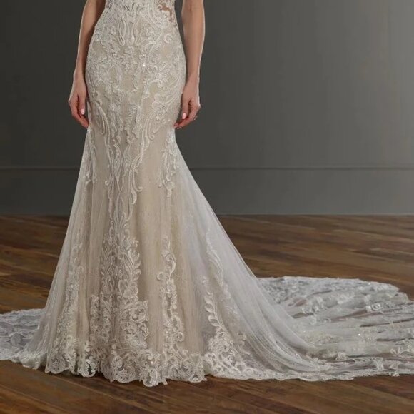 New!! Martina Liana Style #1111-V-NECK LACE FIT-AND-FLARE GOWN - Picture 9 of 9